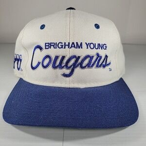 Brigham Young Cougars BYU Sports Specialties Snapback Double Line Script 90s Vtg